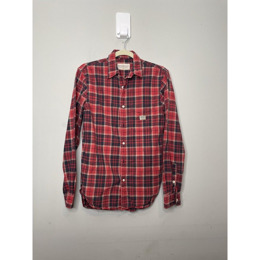 Ralph Lauren Denim & Supply Shirt Mens Small Red Plaid Cotton Button Up Casual